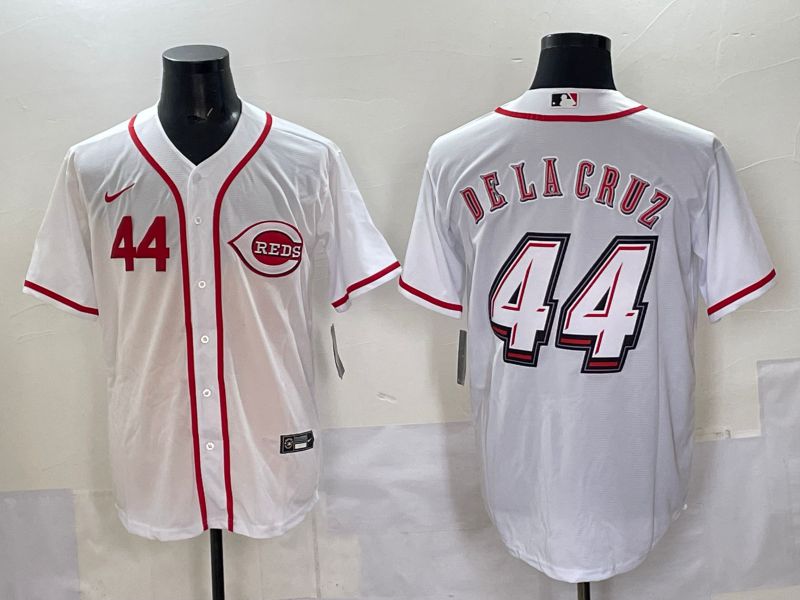 Men 2025 Cincinnati Reds #44 Delacruz White Joint Name Nike MLB Jersey style 02->cincinnati reds->MLB Jersey
